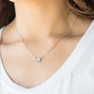 Dainty blue necklace and matching earrings